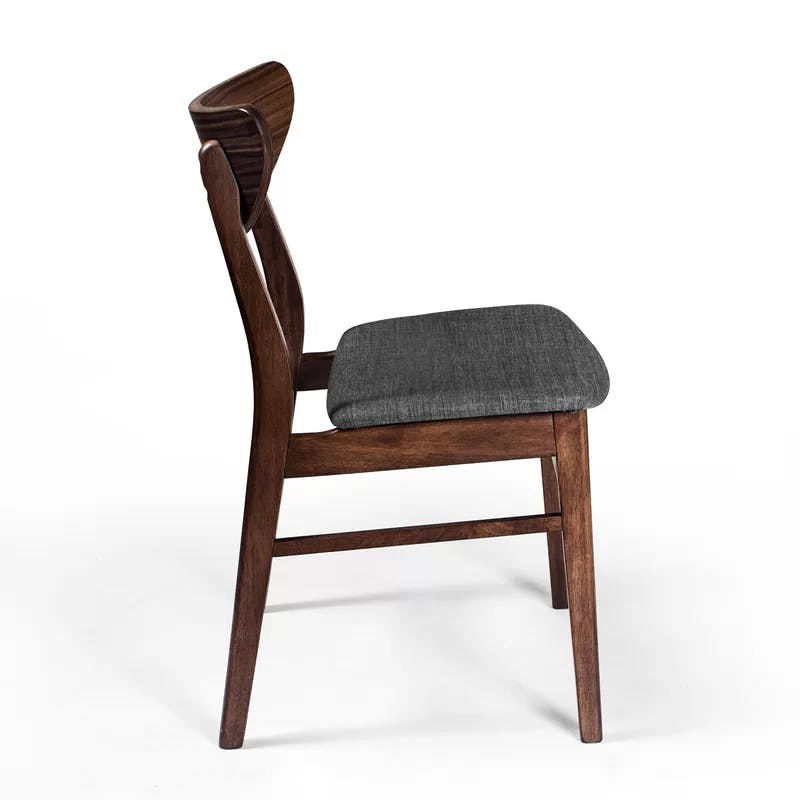 Dirk Warm Grey Linen Upholstered Side Chair with Walnut Wood