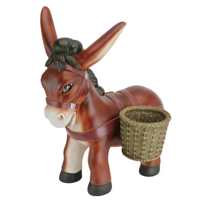 Pancho Earthy Tones Hand-Painted Donkey Resin Planter Statue
