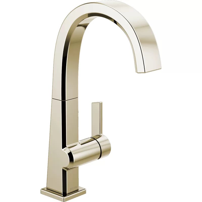 Sleek Nickel 12" Contemporary Bar Faucet with Pull-Out Spray