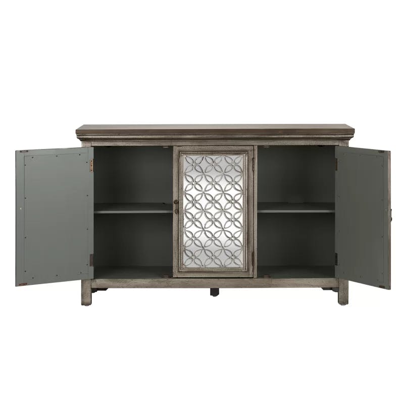 Westridge 56'' White and Brown Transitional Sideboard with Adjustable Shelving