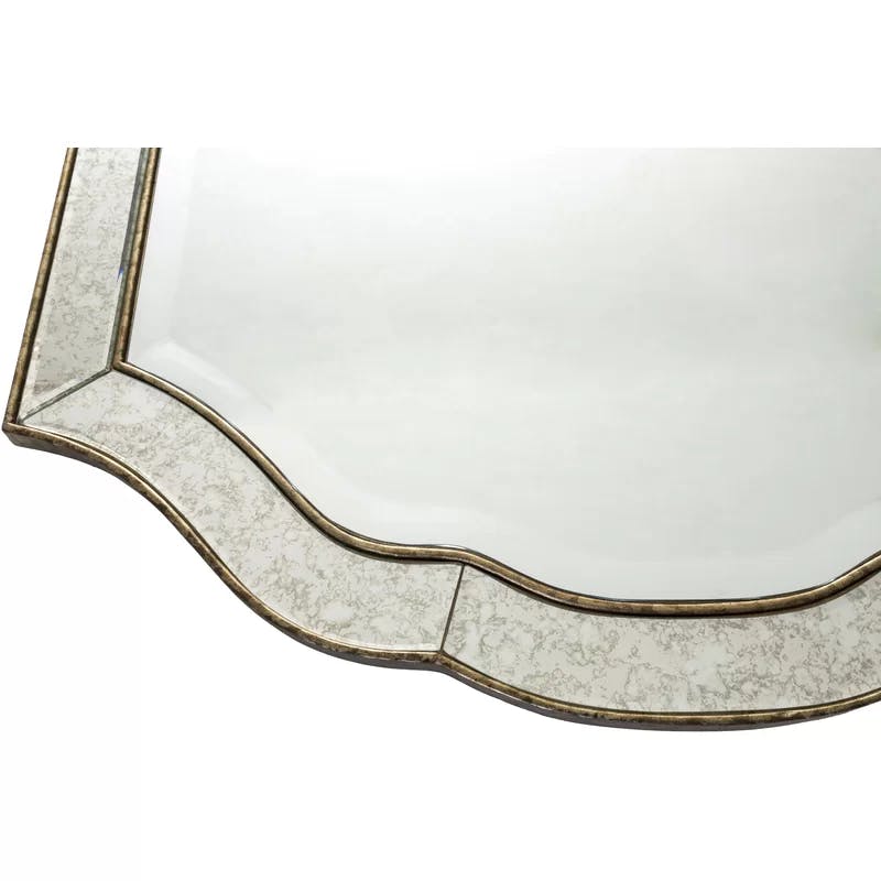 Champagne Trim Aged Silver Full-Length Beveled Wall Mirror