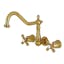 Elegant Heritage Satin Brass Wall-Mounted Tub Faucet with Cross Handles