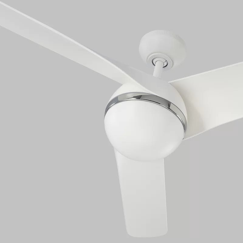 Akova 56'' Matte White LED Ceiling Fan with Opal Etched Glass