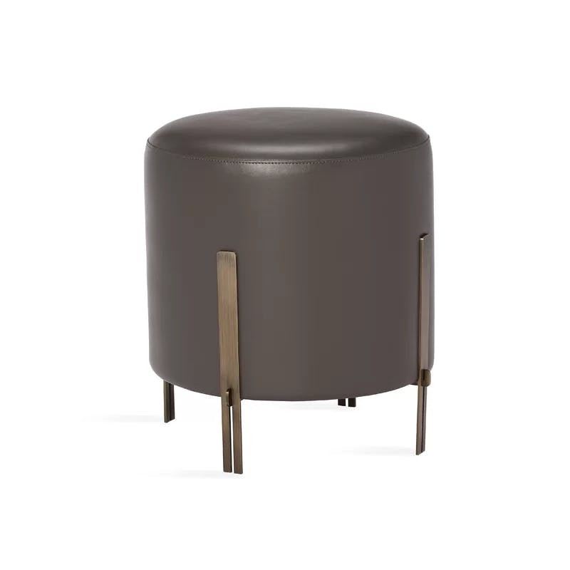 Bexley 19" Round Grey Stainless Steel Accent Stool