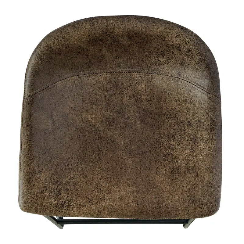 Transitional Faux Leather 29" Brown Metal Bar Stool