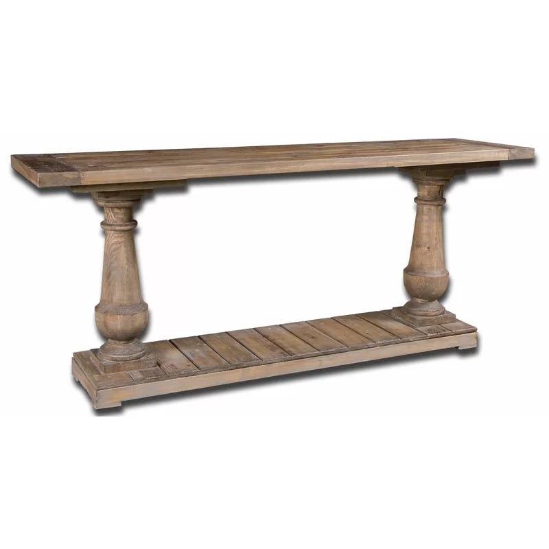 Stony Gray Wash 71'' Salvaged Fir Lumber Console Table with Storage