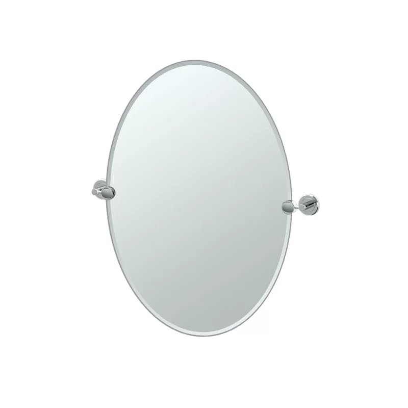 Elegant Chrome Finish Frameless Oval Vanity Bathroom Mirror, 26.5"