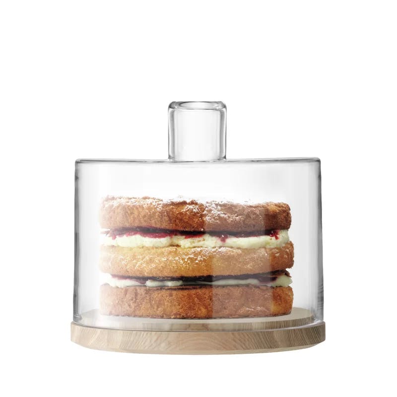 Lotta Ashwood Base and Clear Glass Dome for Cakes and Cheeses