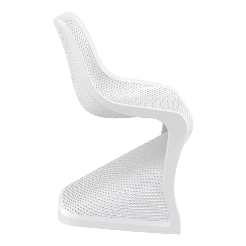 Elegant Bloom Marine-Grade White Resin Dining Chair - Set of 2