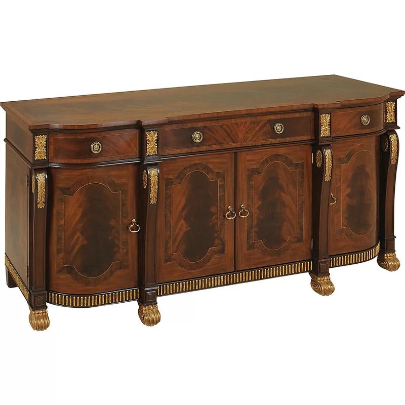 Manor 84'' Mahogany Solid Wood Sideboard with Gold Gilded Accents