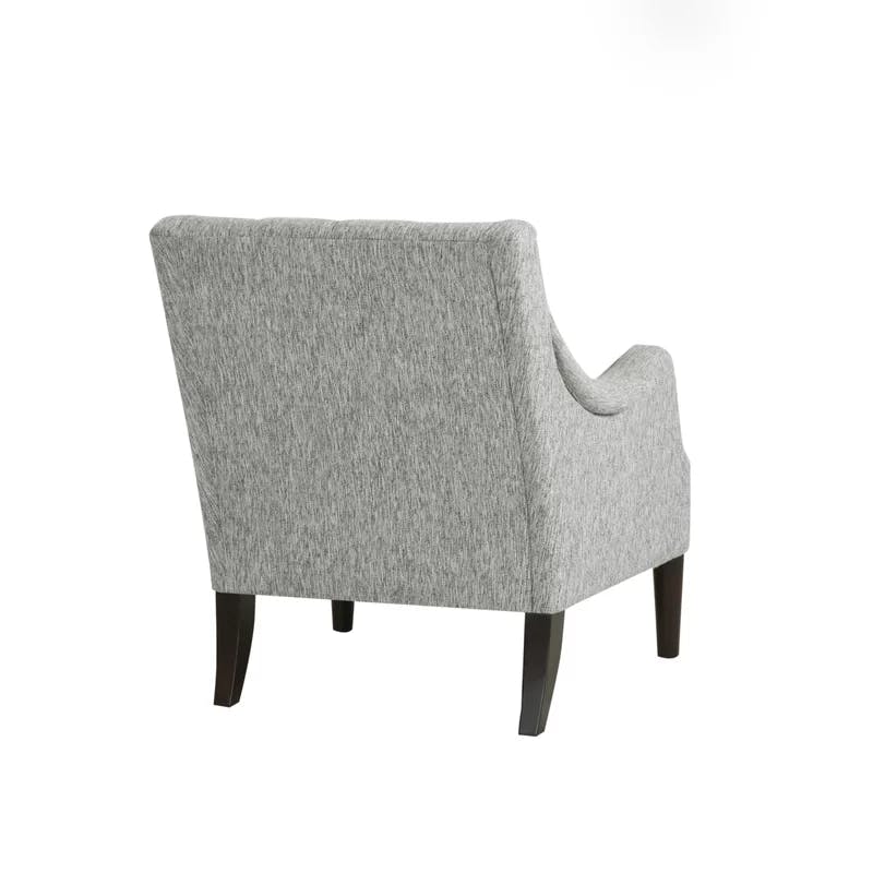 Elegant Gray Handcrafted Wood Accent Chair with Button Tufted Back