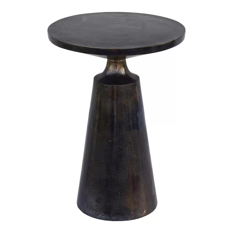 Modern Round Metal Accent Table in Black/Gray Finish