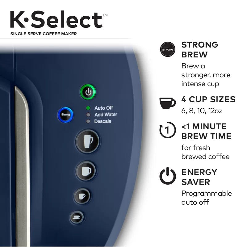 Matte Navy Programmable Single-Serve Pod Coffee Maker with Strength Selector