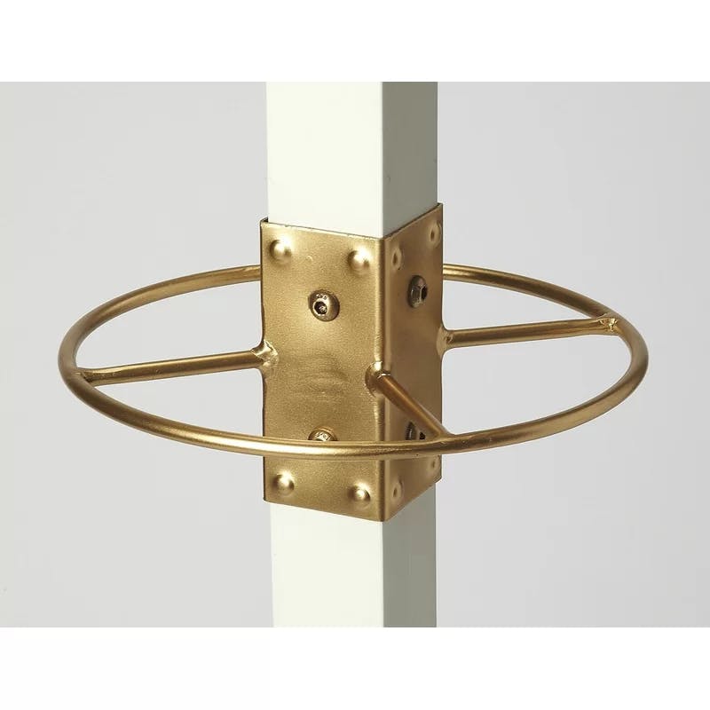 Transitional White Solid Mango Wood and Gold Coat Rack