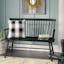 Transitional Black Wooden Spindle Back Bench with Splayed Legs