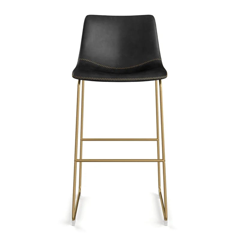 Vintage Flare Modern Touch Faux Leather Barstool with Gold Legs