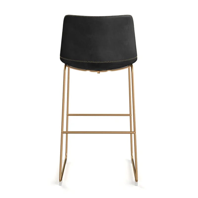 Vintage Flare Modern Touch Faux Leather Barstool with Gold Legs