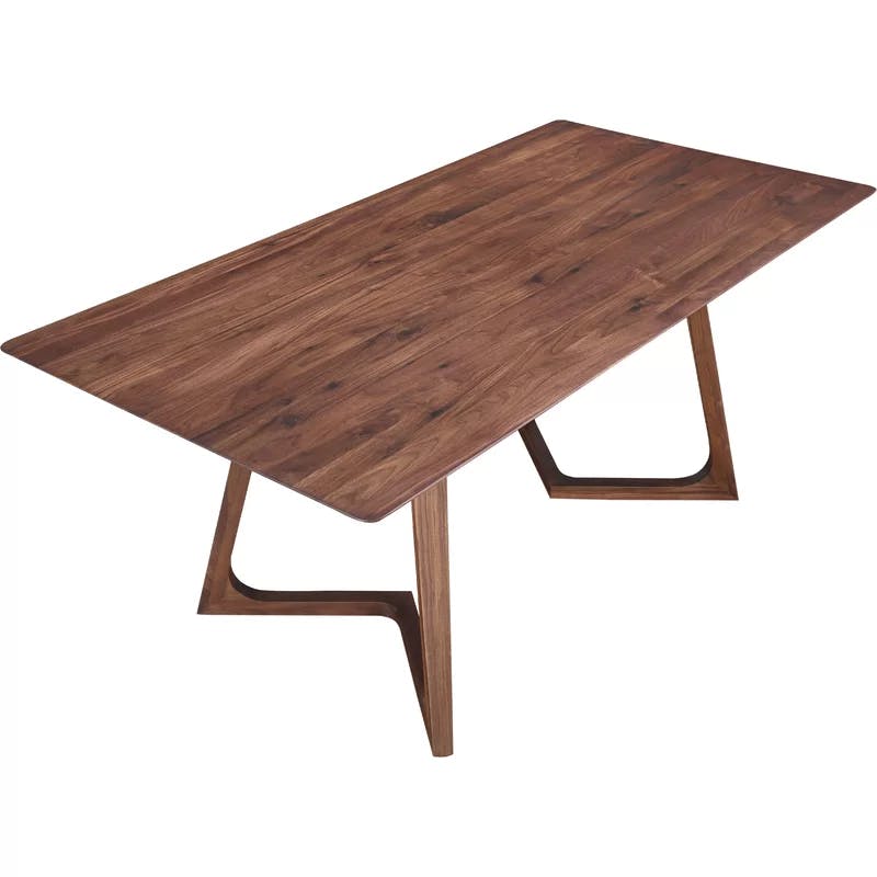 Mid-Century Modern Godenza Solid Walnut Rectangular Dining Table