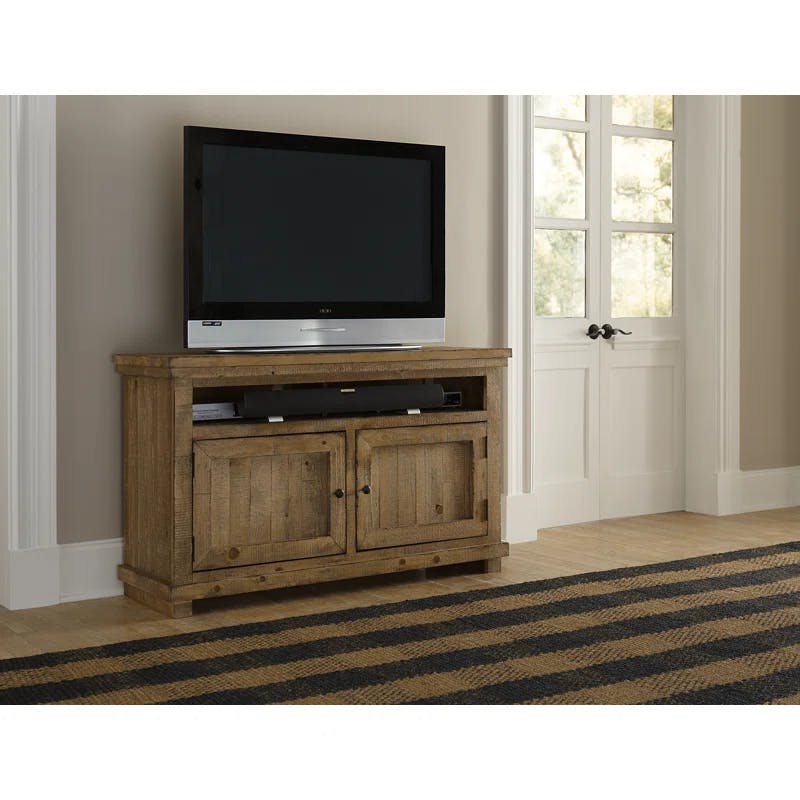 Rustic Distressed Pine 54'' Media Console with Cabinet