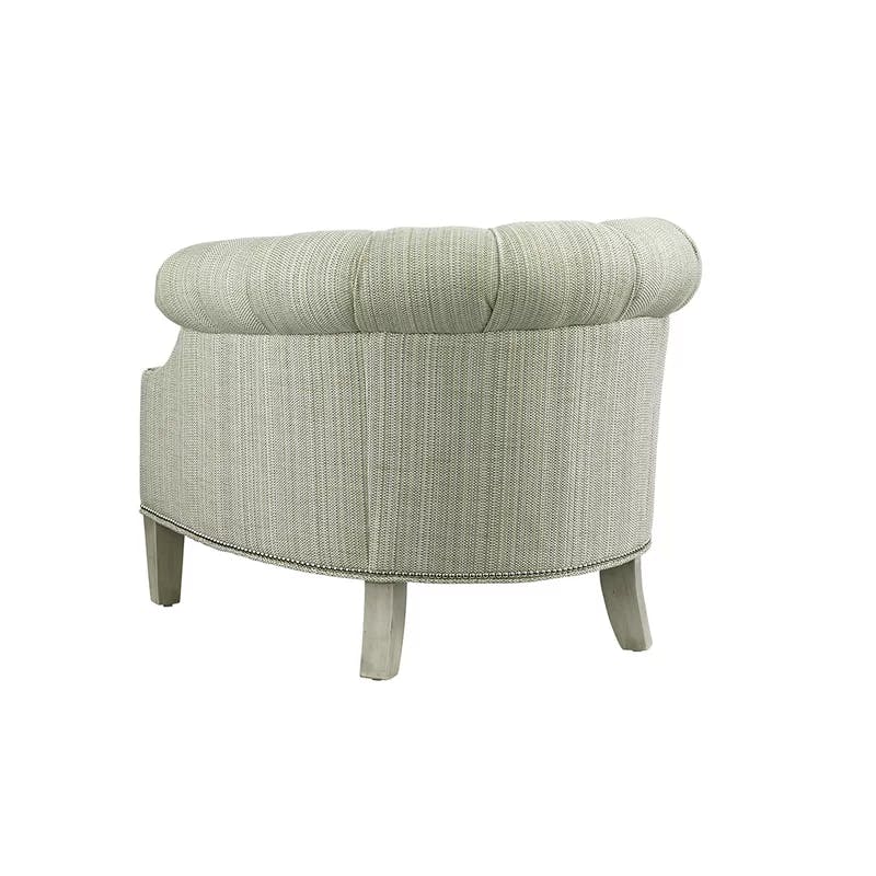 Millstone Stripe Millennial Chair with Green and White Down Cushioning