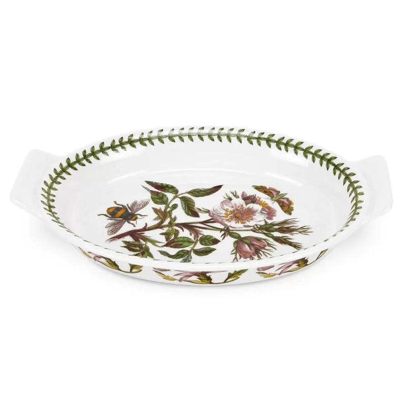 Botanic Garden Fine Porcelain Oval Gratin Dish with Lid