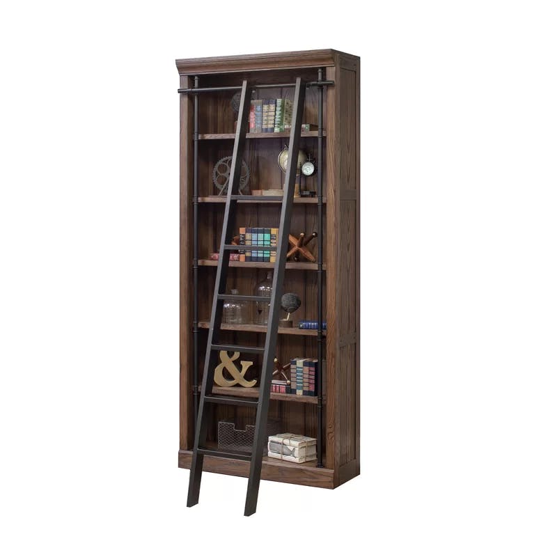 Avondale Traditional Adjustable 5-Shelf Oak Bookcase in Brown