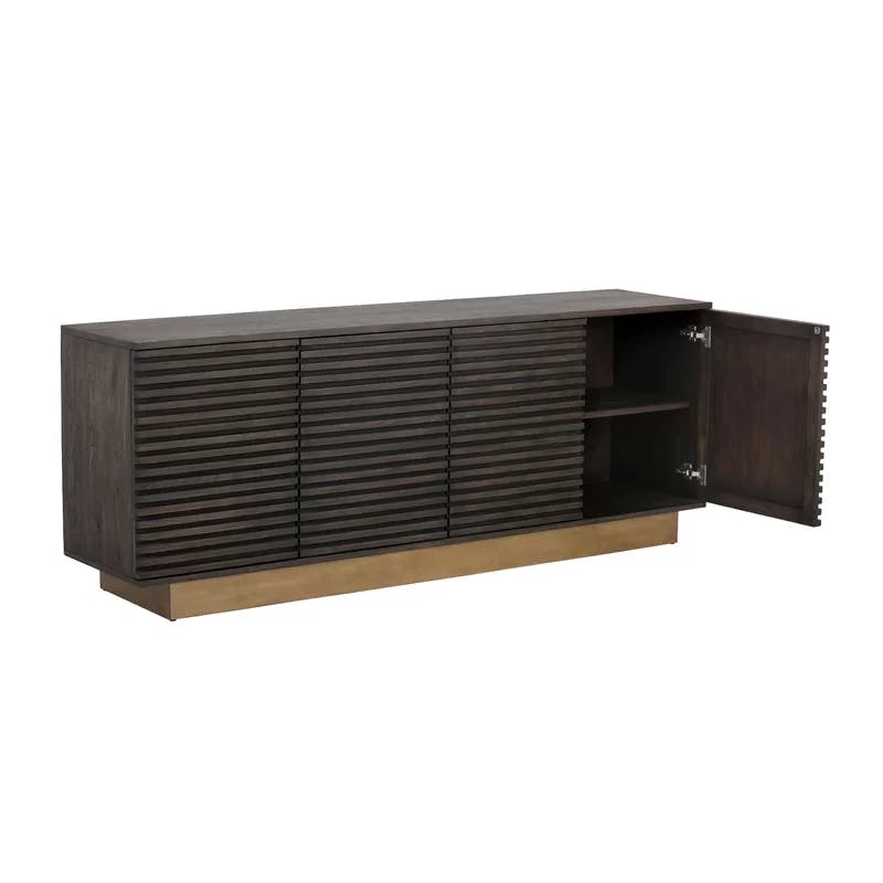 Contemporary 78.75'' Brown Sideboard with Antique Brass Base