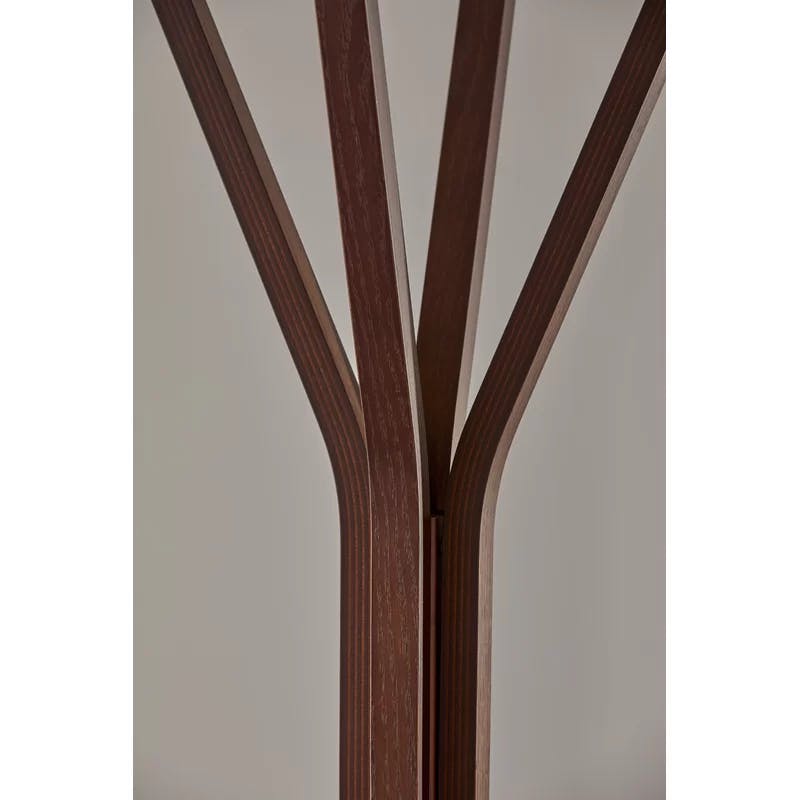 Mid-Century Modern 4-Hook Walnut Oak Plywood Coat Rack