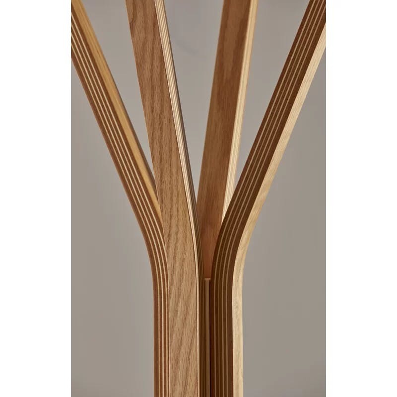 Glynis Mid-Century Modern 4-Hook Plywood Coat Rack in Oak Veneer