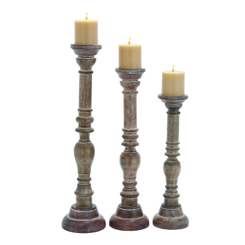 Elegant 24" Tall Wooden Candlestick with Fine Craftsmanship