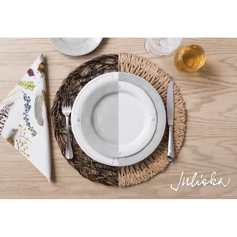 Whitewash Ceramic 5-Piece Dinnerware Set with French Panel Design