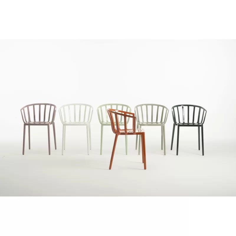 Dove Gray Venice-Inspired Plastic Arm Chair