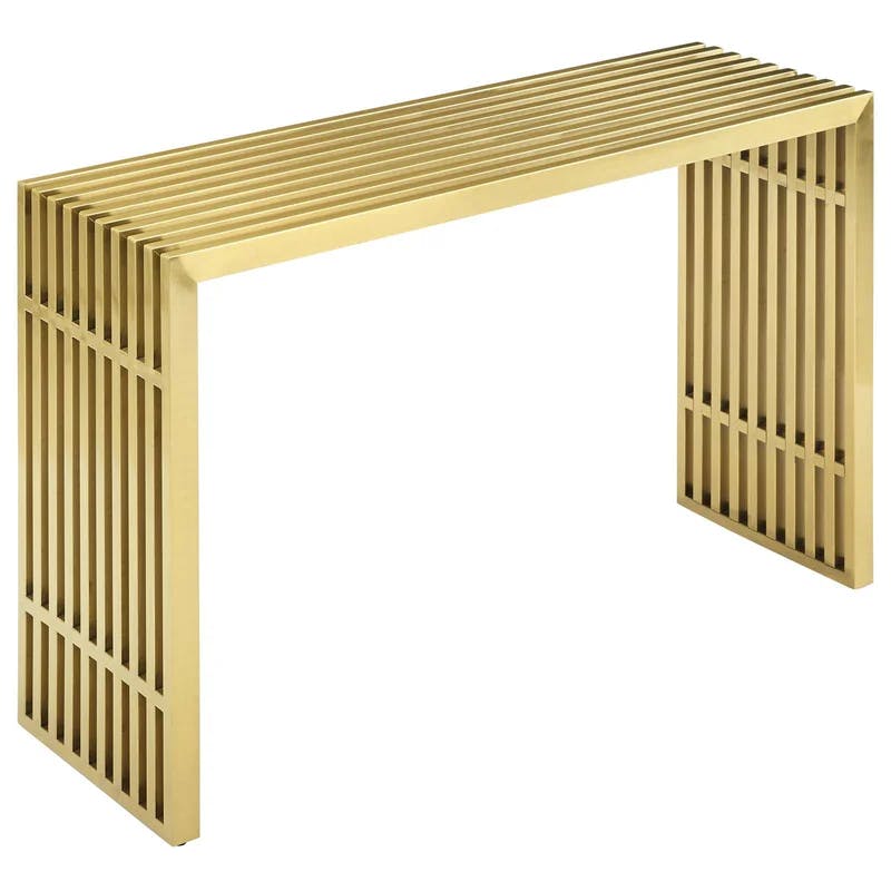 Elegant Gold Stainless Steel Tubular Console Table