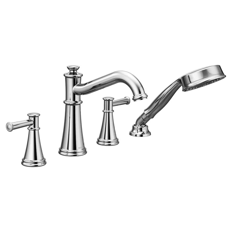 Belfield Classic Chrome Widespread Deck Mounted Tub Faucet with Handshower