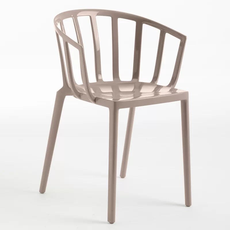 Dove Gray Venice-Inspired Plastic Arm Chair