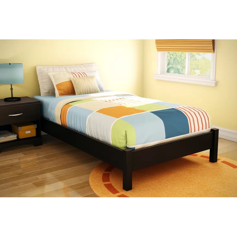 Sleek Pure White Full Platform Bed with Bold Legs