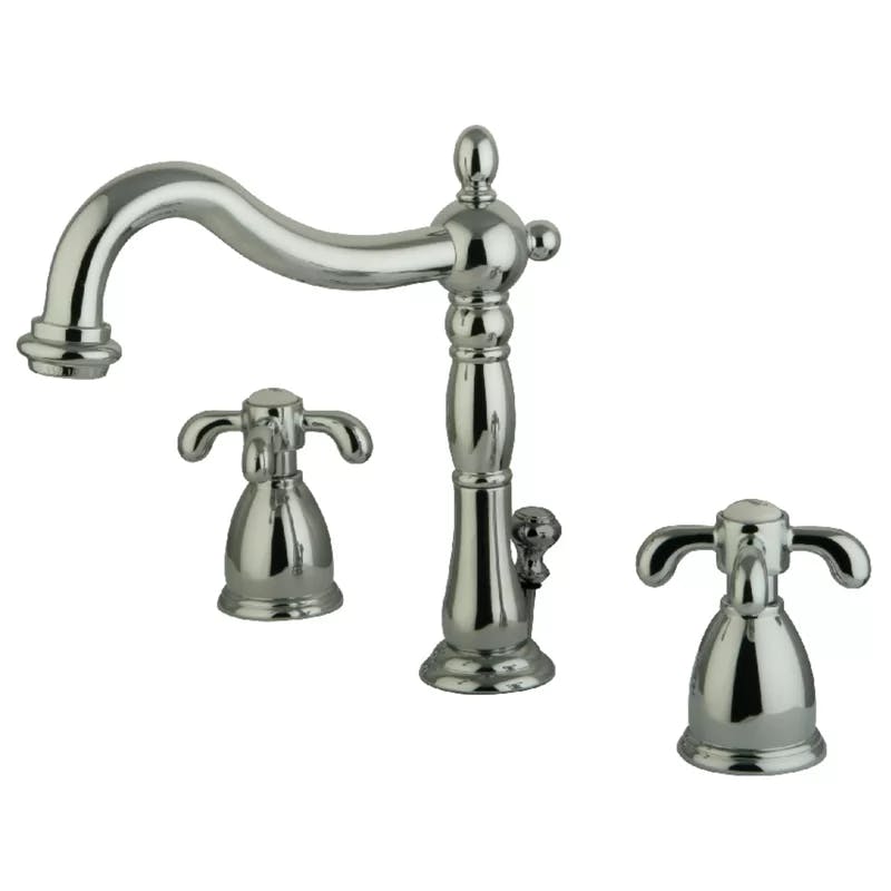 French Country Polished Chrome 8" Widespread Bathroom Faucet