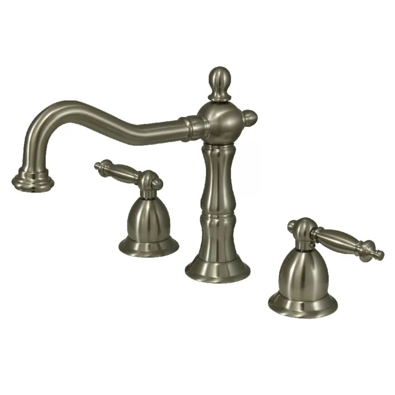 Elegant Heritage Brushed Nickel Widespread Bathroom Faucet