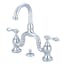 Victorian English Country Chrome Bathroom Faucet with Brass Pop-Up