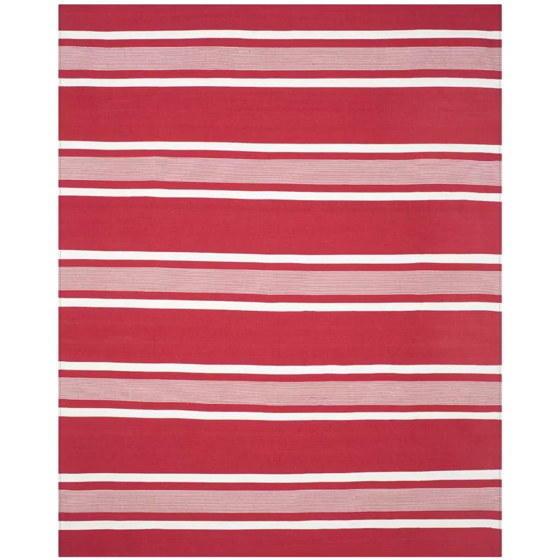 Hanover Stripe Red Synthetic 9' x 12' Easy-Care Area Rug
