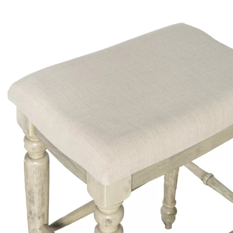 Elegant Marino 25" White Washed Wood Backless Counter Stool