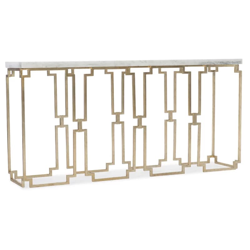 Evermore Gold Metal & White Marble Rectangular Console Table
