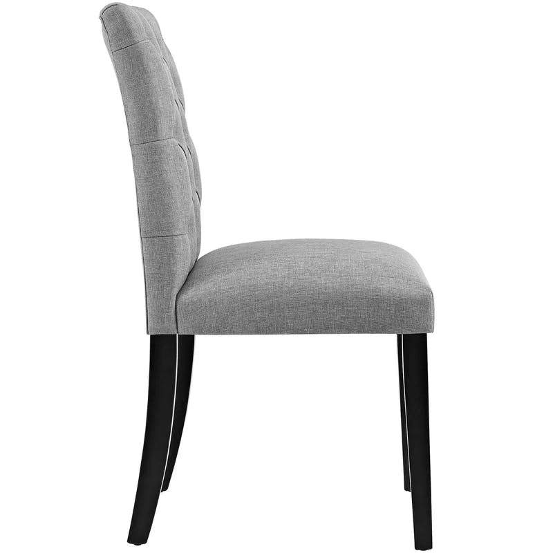 Elegant Duchess Light Gray Tufted Upholstered Dining Chair