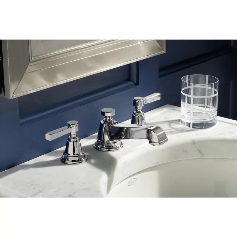 Vibrant Polished Nickel Widespread Bathroom Sink Faucet with Lever Handles