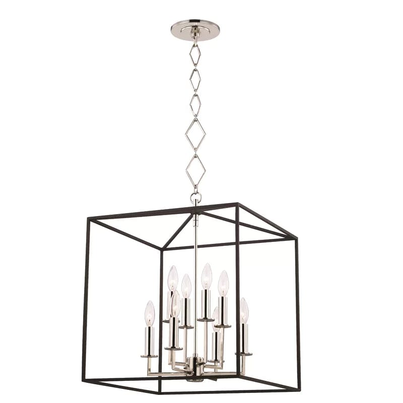Richie 8-Light Polished Nickel and Textured Black Pendant