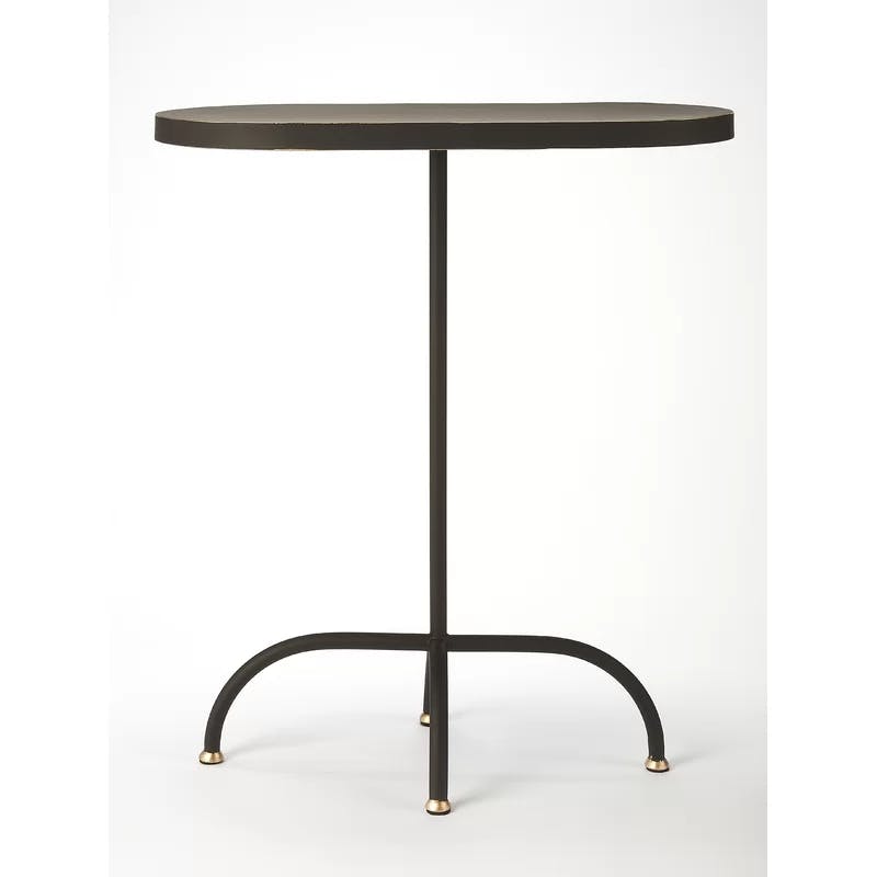 Oval MDF and Iron End Table with Gold and Black Finish