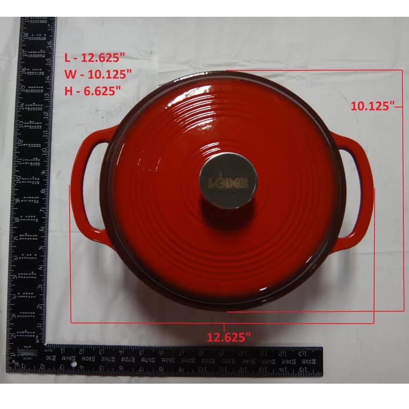 Elegant 6 Qt Red Enameled Cast Iron Dutch Oven