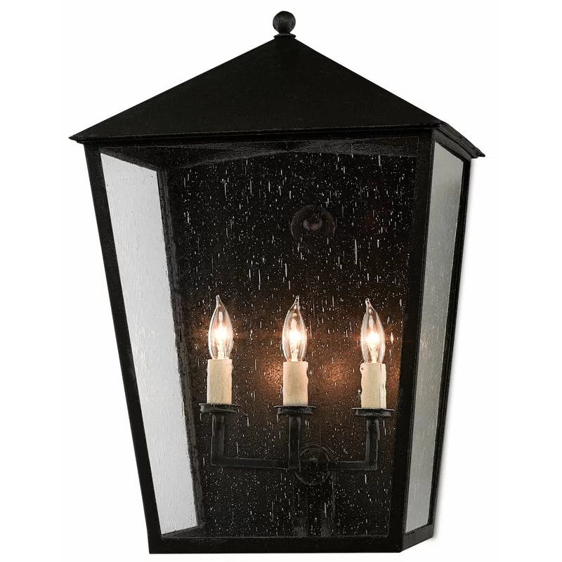 Midnight Elegance Large Black Iron Outdoor Wall Sconce