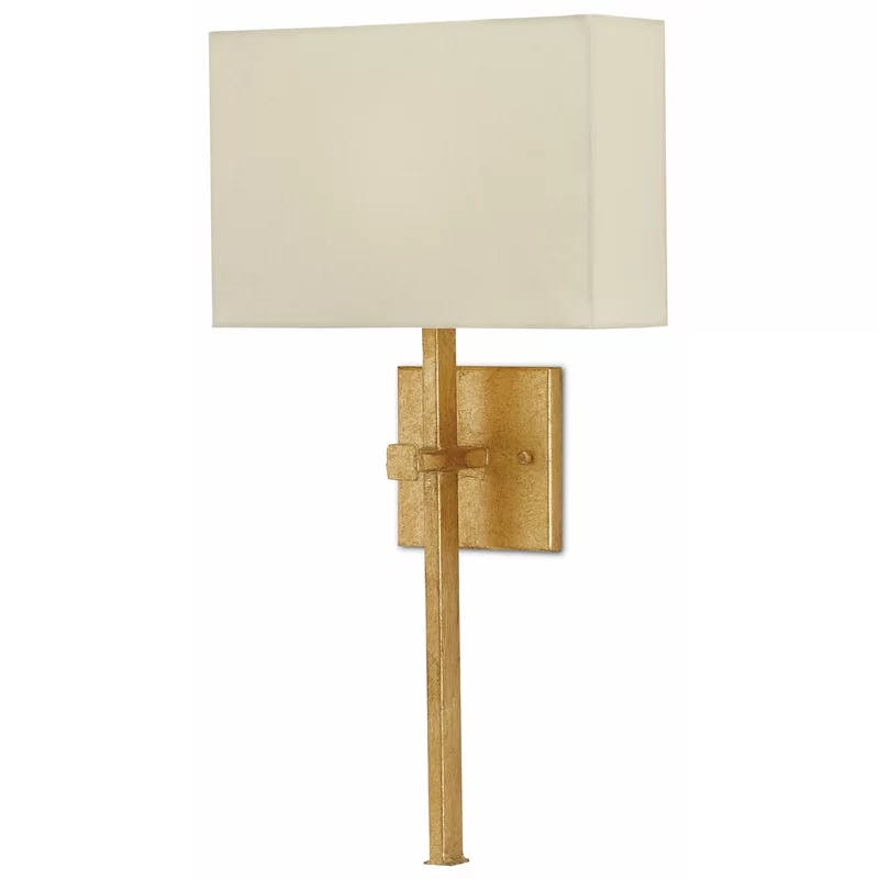 Antique Gold Leaf Wall Sconce with Champagne Silk Shade