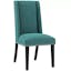High Teal Leather and Wood Upholstered Side Chair